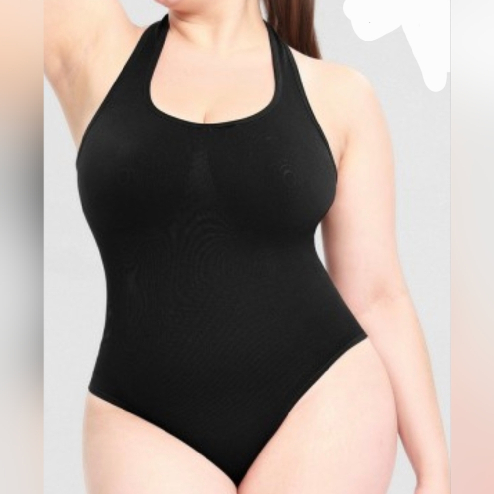 OQQ Black Bodysuit NWT Ribbed Tank Top 2XL NEW Tummy Control Shapewear XXL Plus
